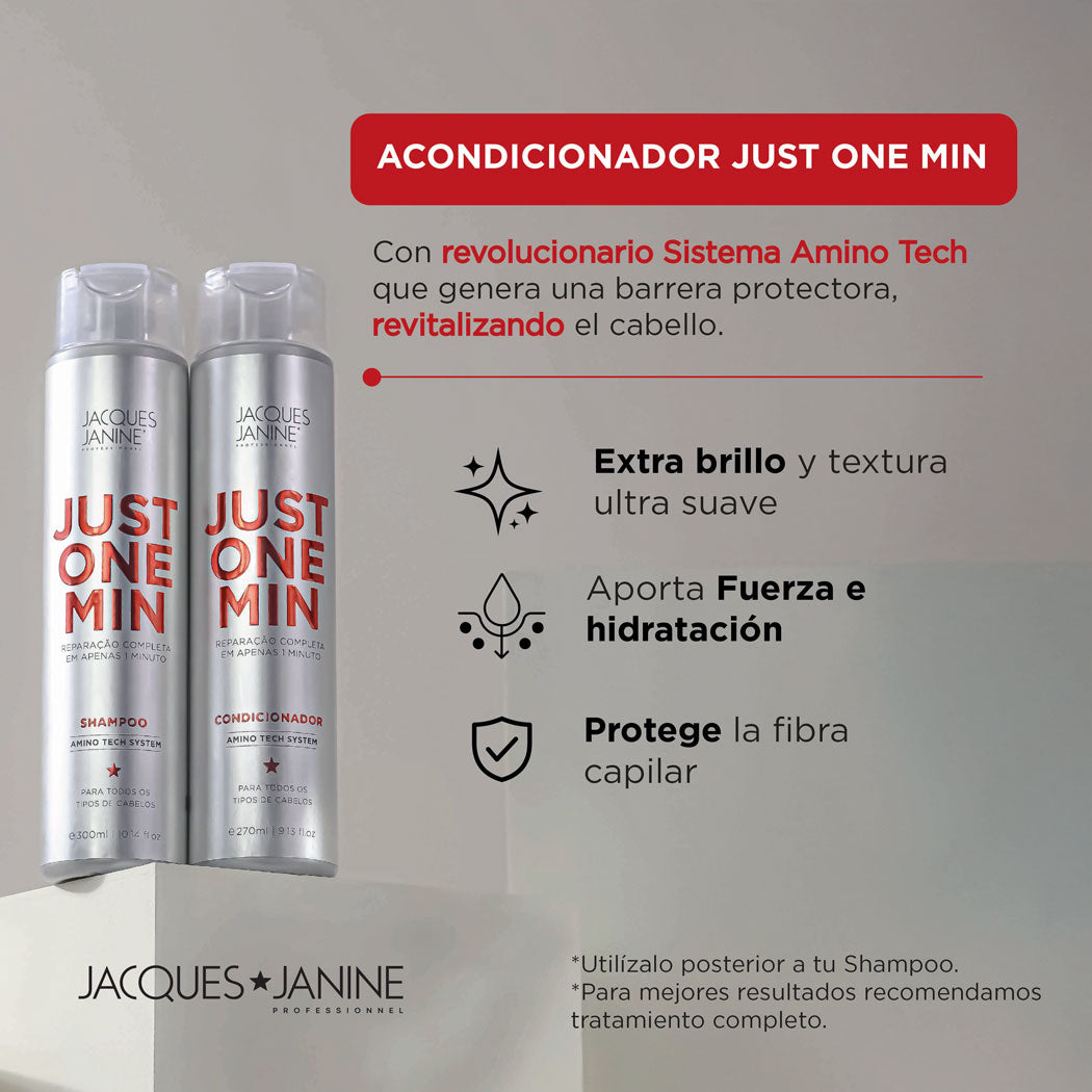 Rutina Brillo Antifrizz y Reparación Just One Min Jacques Janine