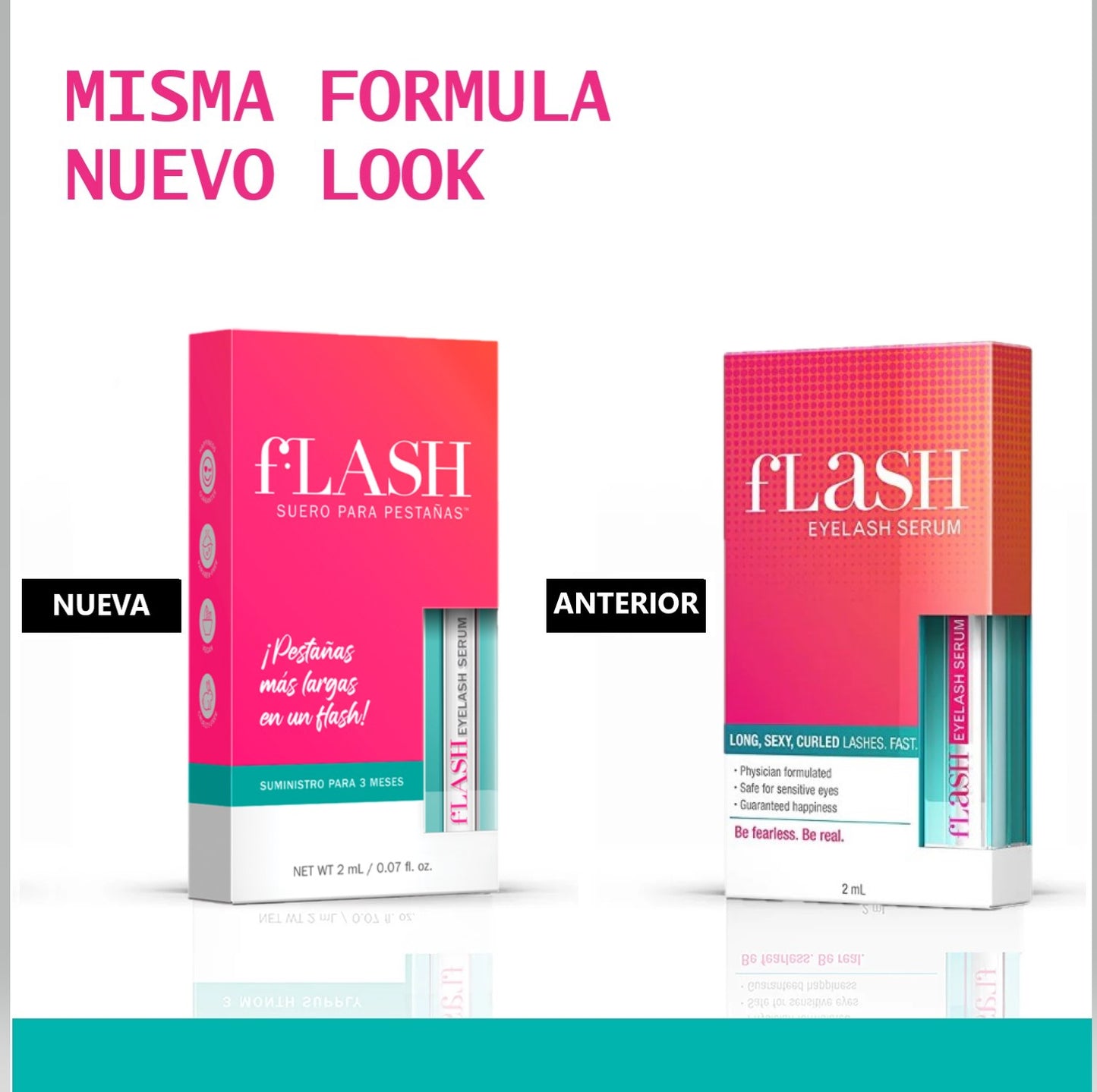 Flash Serum Para Crecimiento de las Pestañas 2 ml+ Máscara fortalecedora para pestañas Fabulash