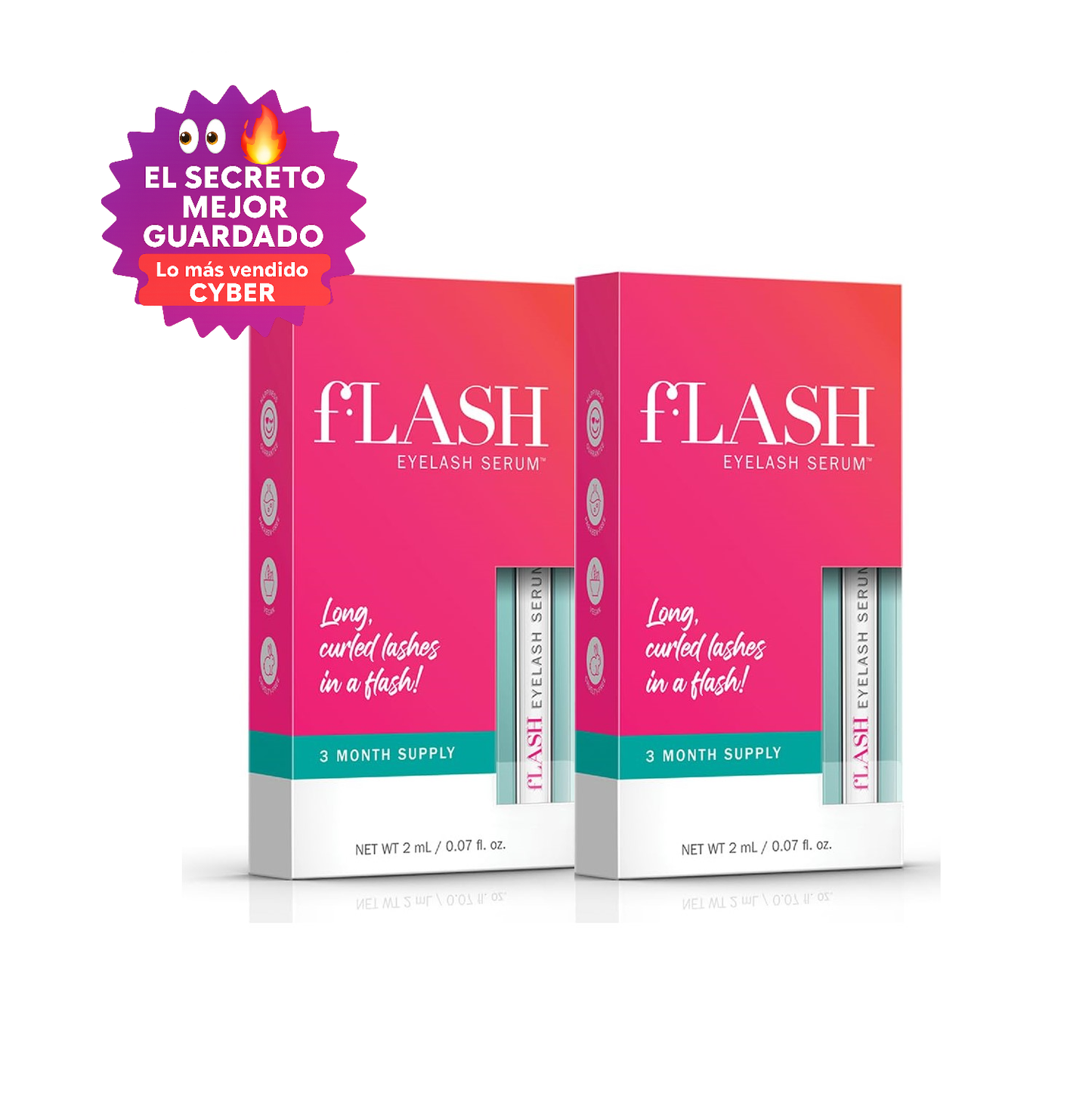 Flash Serum Para Crecimiento de las Pestañas 2 ml x 2