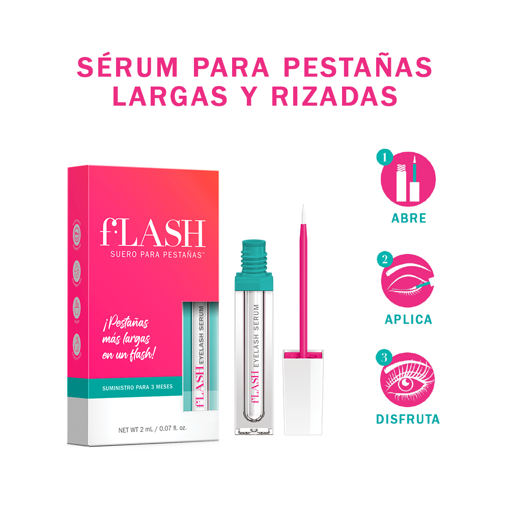 Flash Serum Para Crecimiento de las Pestañas 2 ml+ Máscara fortalecedora para pestañas Fabulash