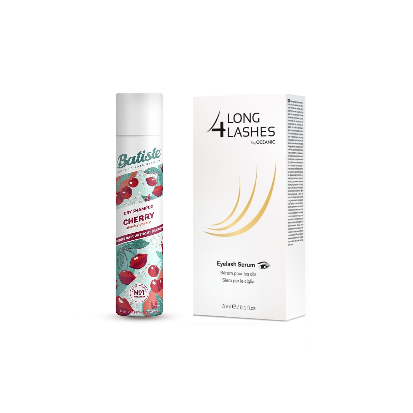 Pack Long4Lashes Serum pestañas + Shampoo en Seco Batiste Cherry Pestañas Largas y Cabello Fresco Todo el Día