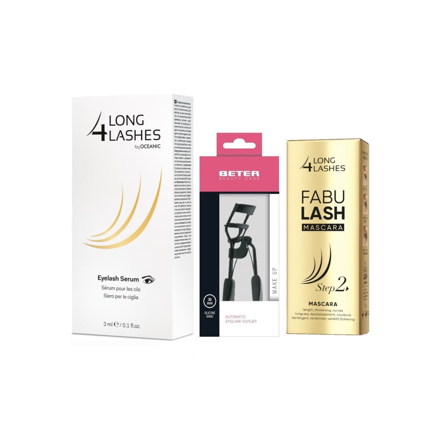 Pack Potencia tu Mirada: Rizador Beter + Long4Lashes Serum + Fabulash Máscara para Pestañas Largas y Definidas