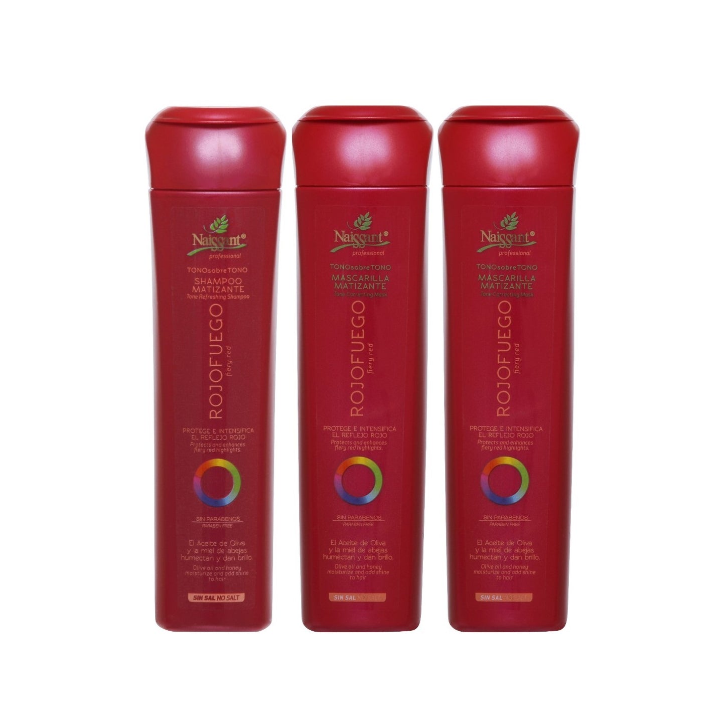 Tratamiento Matizante Naissant Rojo Fuego 1 Shampoo + 2 Mascarillas