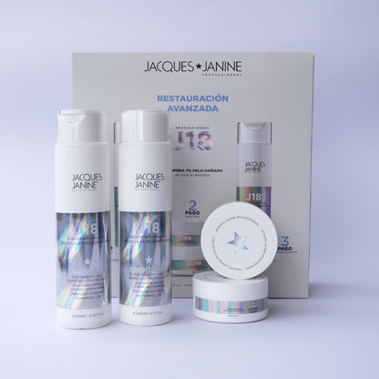 Set Regalable Jacques Janine J18 Tratamiento Regeneración Molecular Capilar Intensiva de 3 Pasos (Shampoo + Acondicionador + 2 Mascarillas)