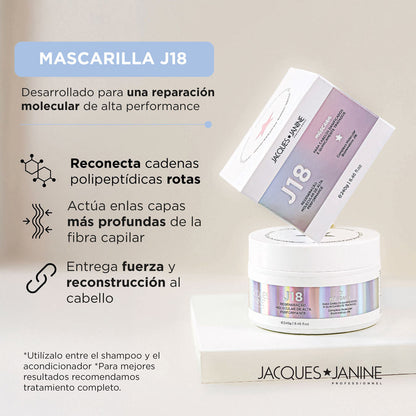 Tratamiento para el Cabello con Frizz Jacques Janine: Kit Hidratación y Reparación J18 + Magic Coat 200ml + REGALOS