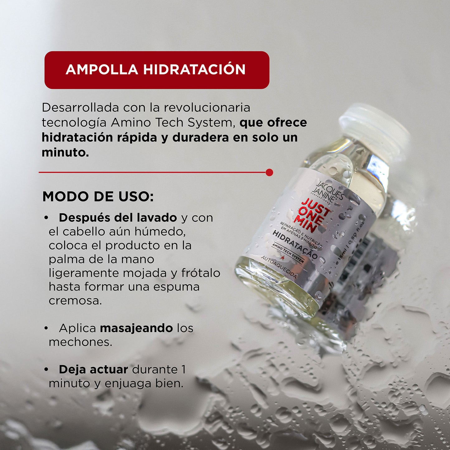 Ampolla para Nutricion Capilar Extrema Jacques Janine Just One Min 15ml