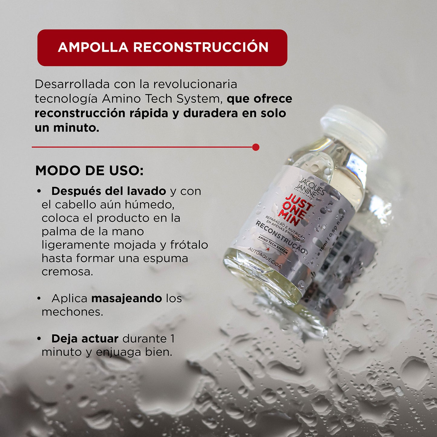 Ampolla para Reconstruccion Capilar Jacques Janine Just One Min 15ml