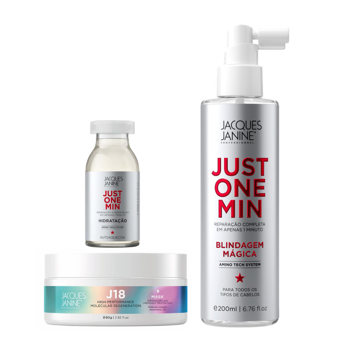 Tratamiento para el Cabello con Frizz Jacques Janine: Kit Hidratación y Reparación J18 + Magic Coat 200ml + REGALOS