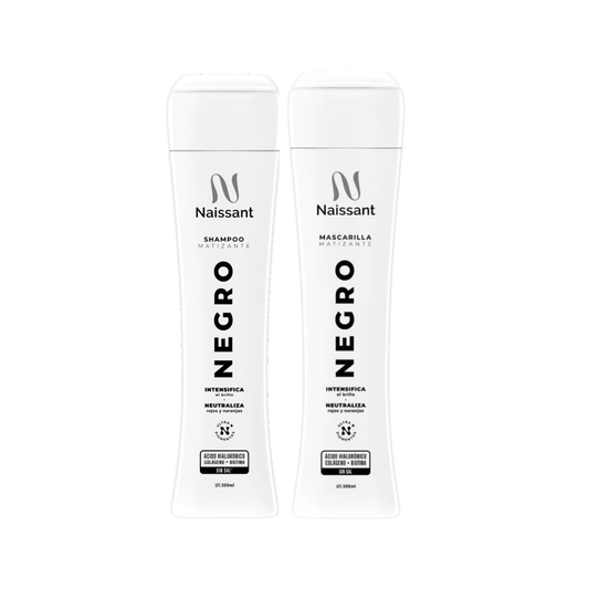 Tratamiento Capilar Mascarilla + Shampoo Matizador para Cabello Negro Intenso Naissant 300ml c/u