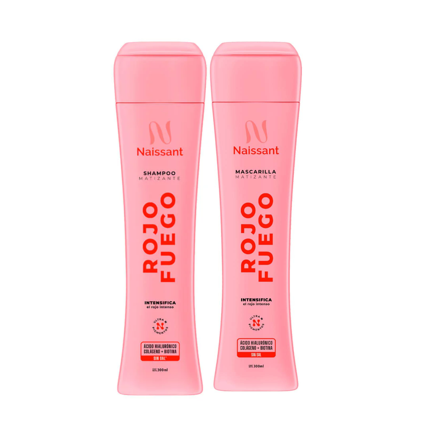 Tratamiento Capilar Mascarilla + Shampoo Matizador para Cabello Rojo Intenso Naissant 300ml c/u + Sachet de regalo