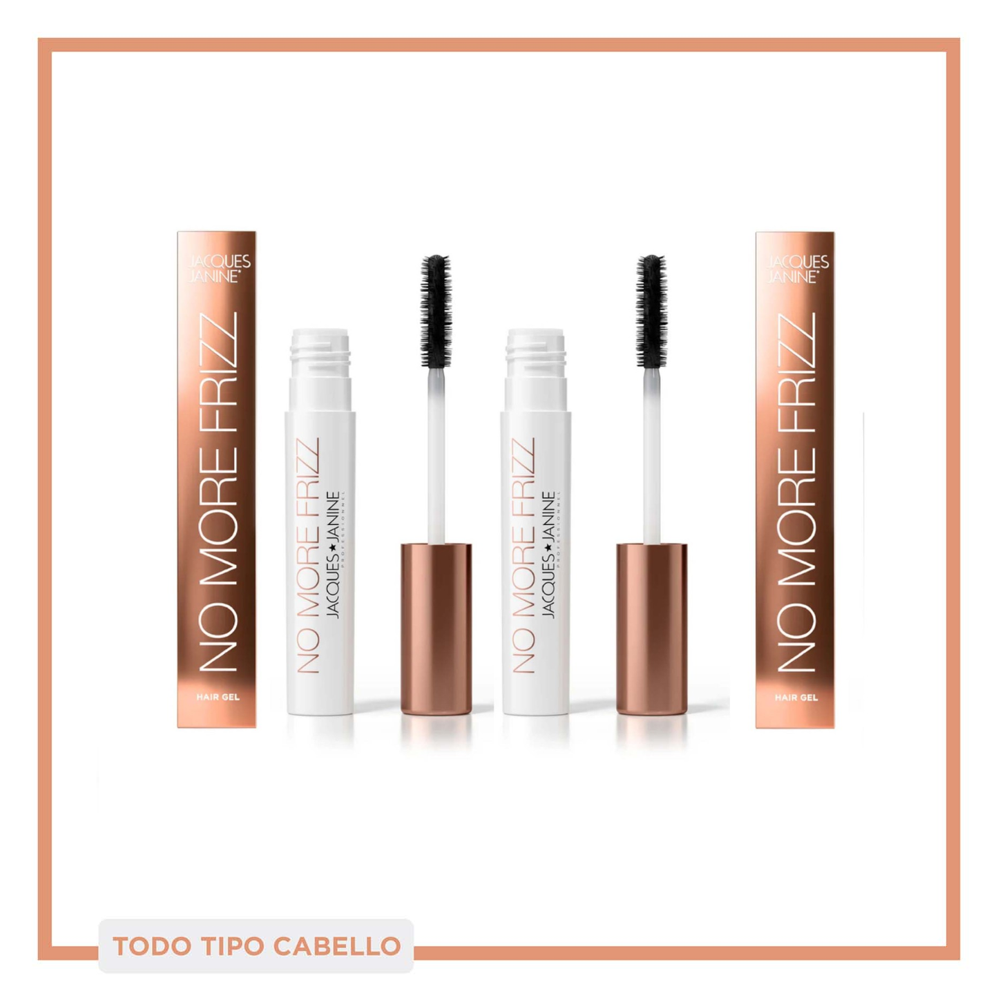 Gel Finalizador No More Frizz, Cepillo efecto clean look y brillo natural 7ml X 2