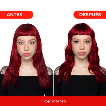 Tratamiento Capilar Mascarilla + Shampoo Matizador para Cabello Rojo Intenso Naissant 300ml c/u + Sachet de regalo