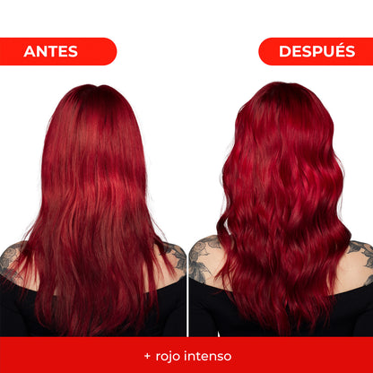 Tratamiento Capilar Mascarilla + Shampoo Matizador para Cabello Rojo Intenso Naissant 300ml c/u + Sachet de regalo