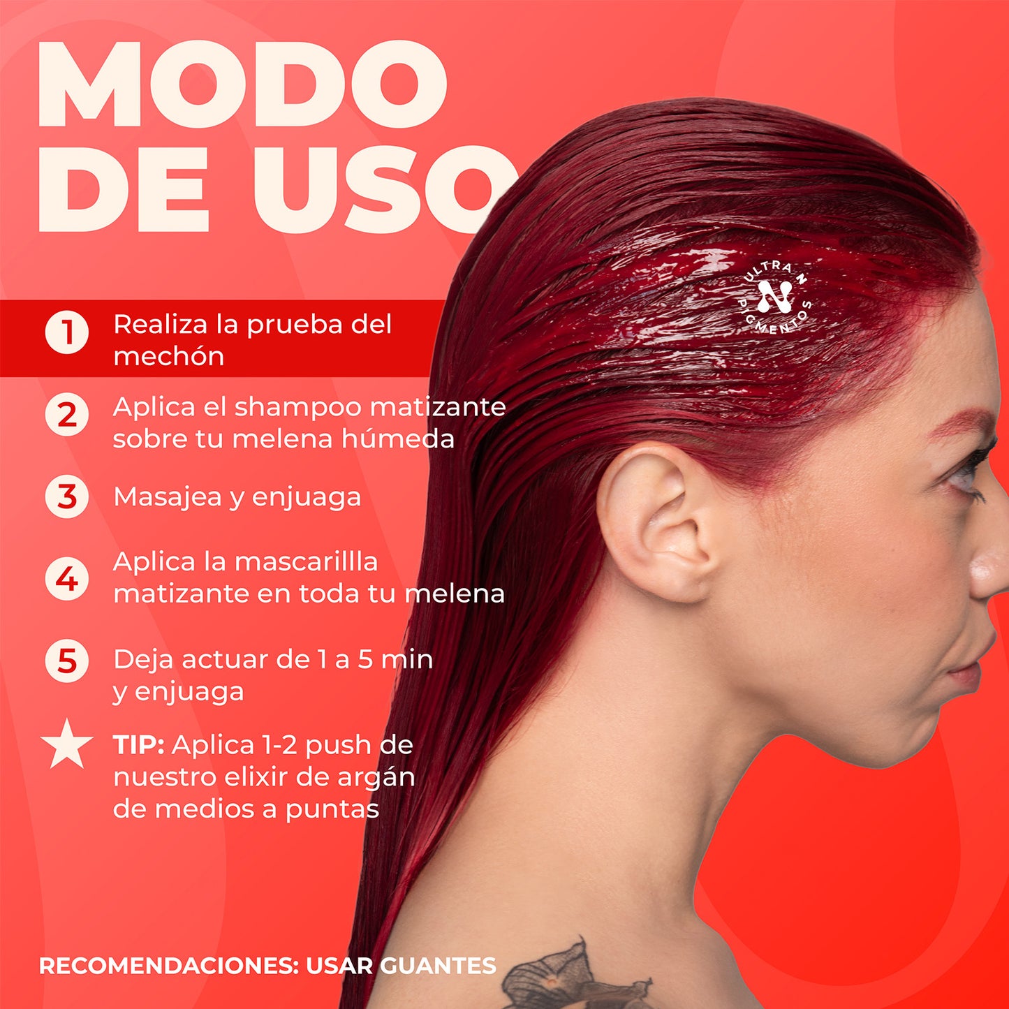 Tratamiento Capilar Mascarilla + Shampoo Matizador para Cabello Rojo Intenso Naissant 300ml c/u + Sachet de regalo