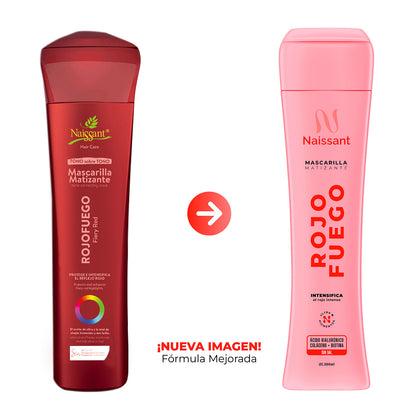 Tratamiento Capilar Mascarilla + Shampoo Matizador para Cabello Rojo Intenso Naissant 300ml c/u + Sachet de regalo