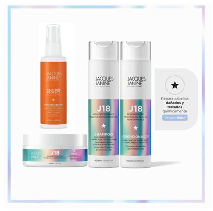 Rutina Cuidado Capilar Molecular J18 de Jacques Janine 4 Pasos Edición Limitada Verano