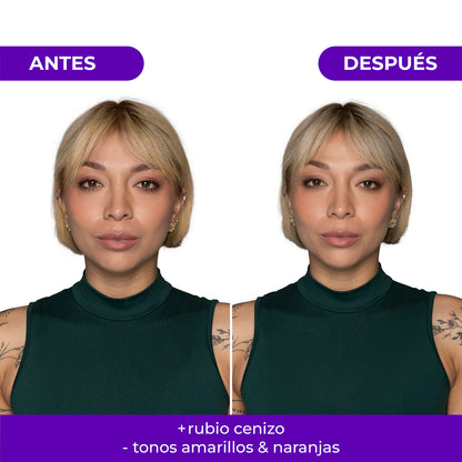 Tratamiento Capilar 2 Mascarillas + 1 Shampoo matizador Azul para mantener Rubio Ceniza Naissant 300ml c/u