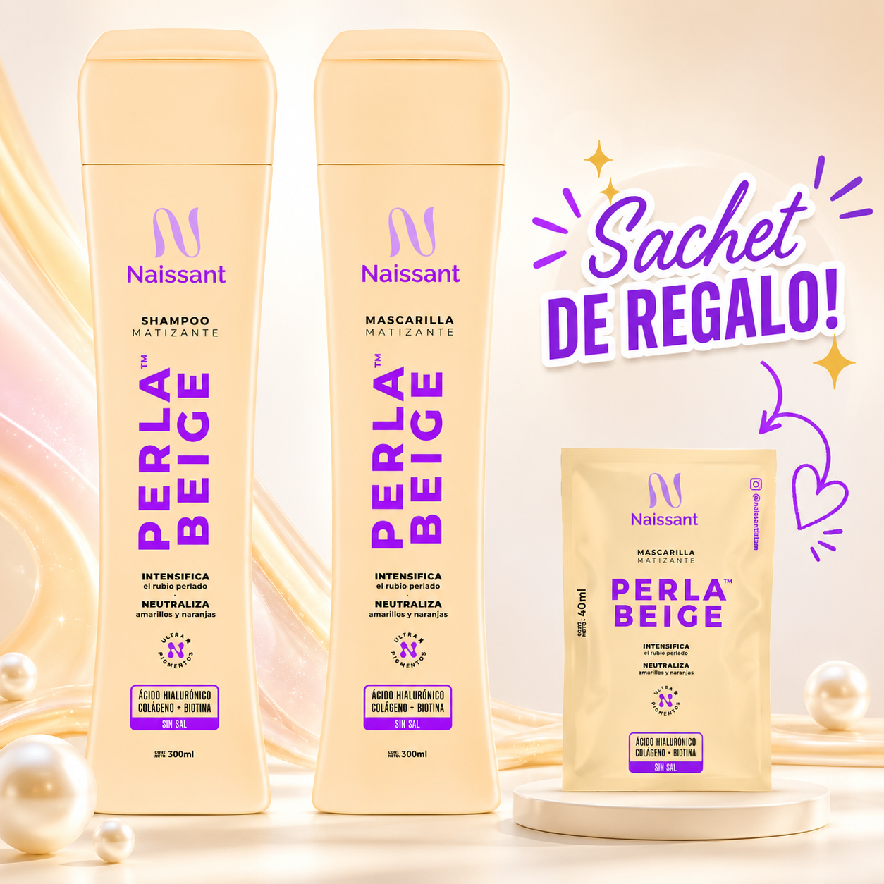 Tratamiento Matizante Naissant Rubios Dorados Shampoo + Mascarilla + Sachet de regalo