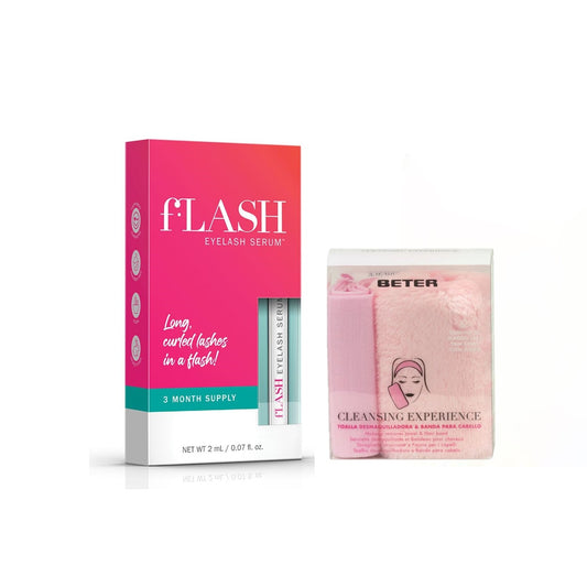 Suero Alargador Y Engrosador De Pestañas flash 2ml + Toalla Desmaquillante Beter + Banda para Cabello