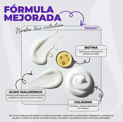 Tratamiento Capilar 2 Mascarillas + 1 Shampoo matizador Azul para mantener Rubio Ceniza Naissant 300ml c/u