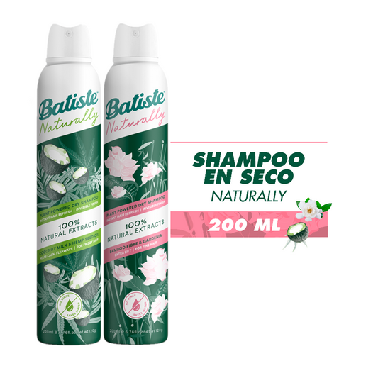 Shampoo en Seco Batiste Pack Naturally Bamboo Fibre & Gardenia + Hemp & Coconut Milk 200 ml